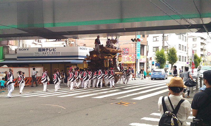 Float in front of Himejima station in Hanshin line