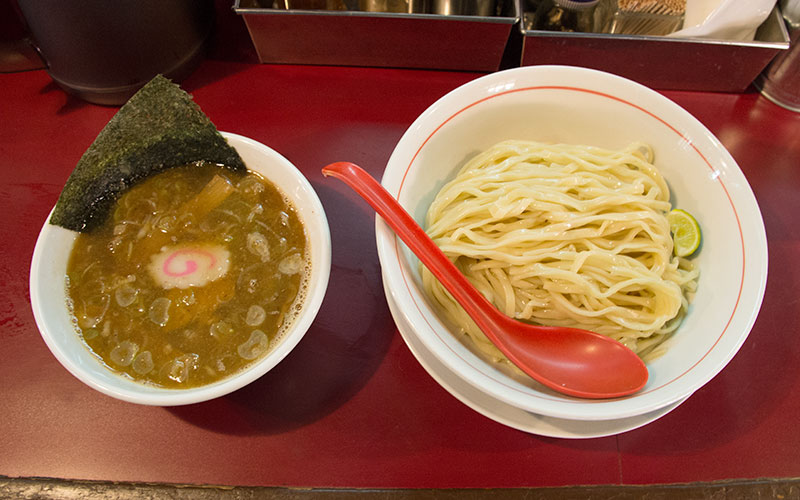 Tokyo style soy source based tsukemen (dipping noodle) in Menippai
