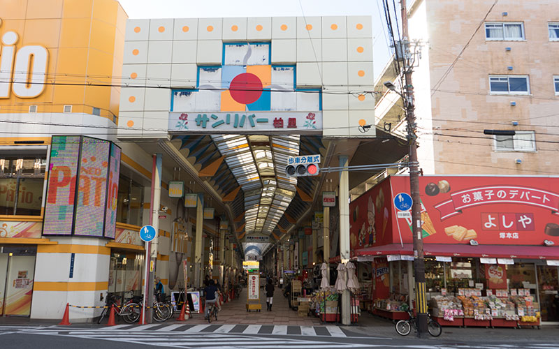 Sunriver Kashisato shopping street near Tsukamoto station west exit