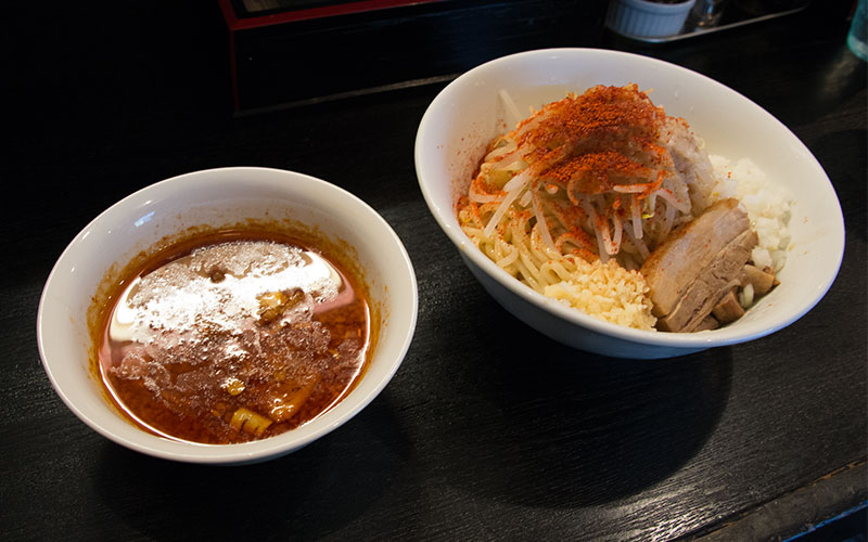 Spicy tsukemen (dipping noodle) in Ramen Maruki