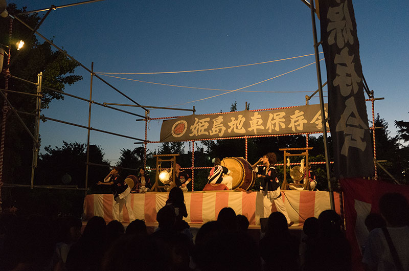 Dancing lion in Himejima summer festival