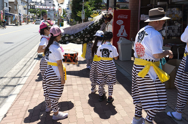 Dancing lion in Himejima summer festival