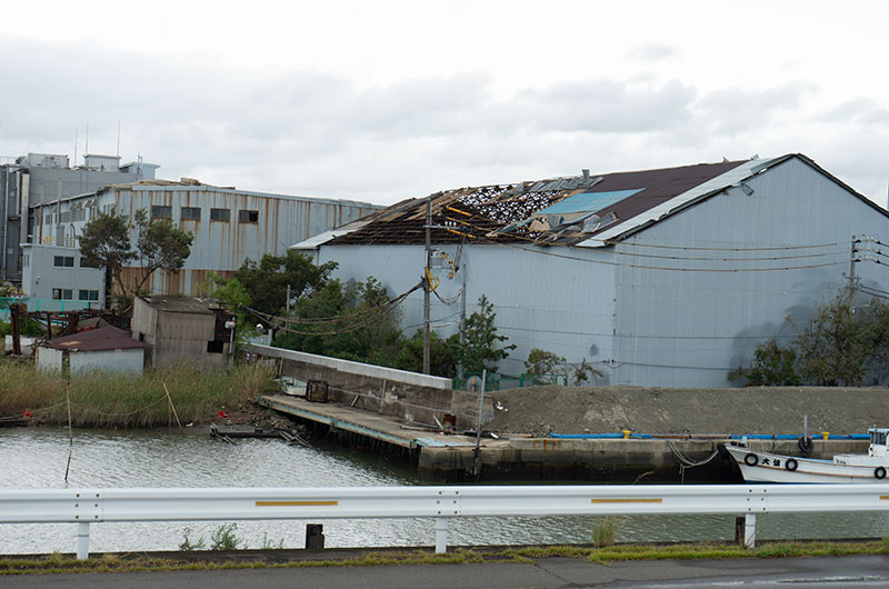 Roof blown away due to typhoon 21