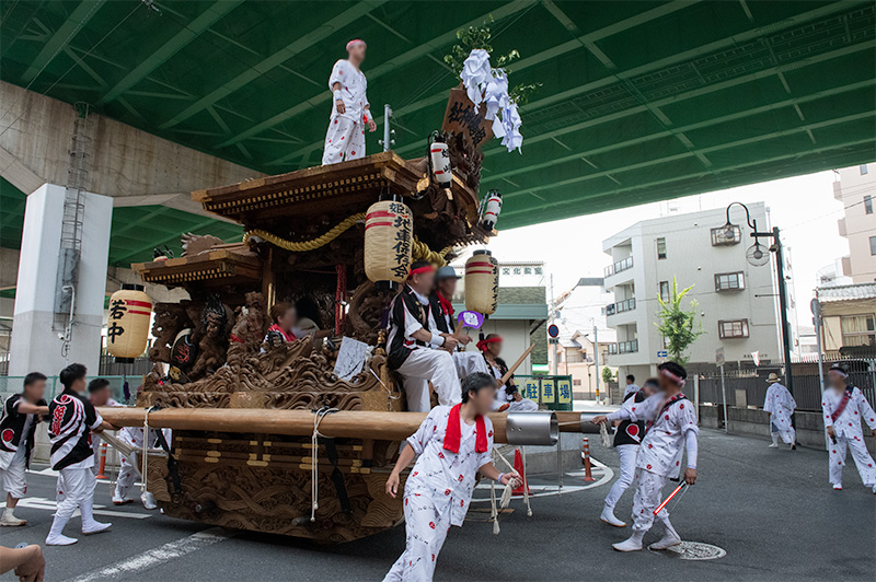 Large float in front of Himejima station in Hanshin line