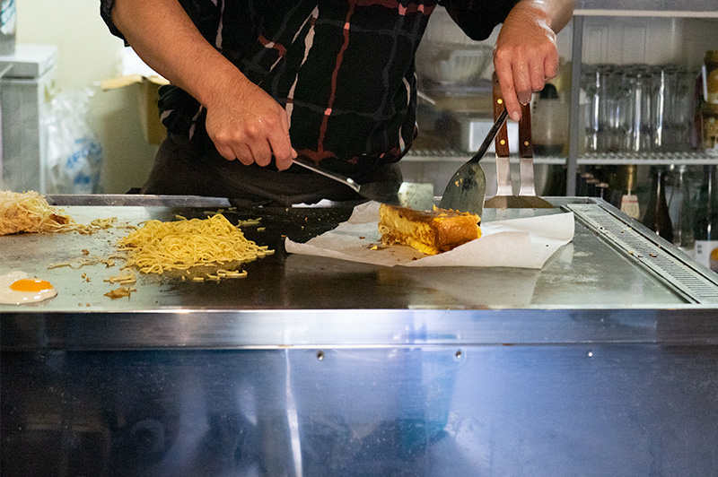 Chef making French toast in restaurant Hiroshima