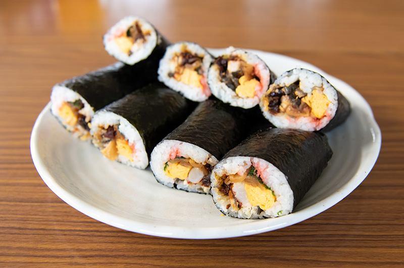 Lucky sushi rolls at Setsubun festival of Hattori Shrine in second year of Reiwa