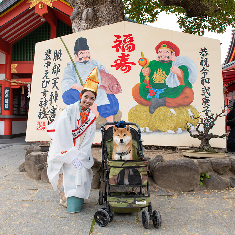 Hiroko Ogura, electone player, as friendship ambassador at Setsubun festival of Hattori Shrine in second year of Reiwa